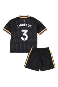 Aston Villa Victor Lindelof #3 Jalkapallovaatteet Lasten Vieraspeliasu 2026-27 Lyhythihainen (+ Lyhyet housut)